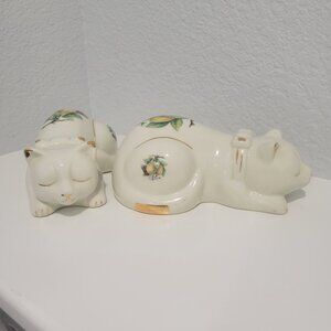 Formalities by Baum Bros Porcelain Sleeping Cat Figurine Set Of 2- Vintage